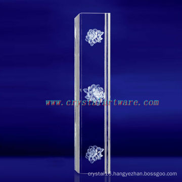 K9 3D Laser Plants Etched Crystal with Pillar Shape